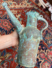 Antique Rare Persian Qajar Water Jug Ewer Aftabeh Copper Verdigris Islamic