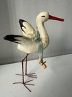 Vintage Spun Cotton Stork With Baby German Style Nursery Decor