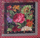  Vtg cranston  vibrant Flowers Quilt Pattern  cotton Fabric Panel  15 5 x15 75 