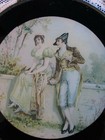Antique Chromolithograph Victorian Chimney Flue Cover With A Couple Scene 7 