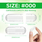 Size 000 Clear Empty Pill Vegan vegetable Vegetarian Capsules 1000 Count Caps