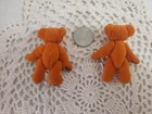 Lot Of 2 Vtg Dollhouse Miniature Plush Teddy Bear Jointed Orange W Brown Leather