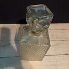 Vintage Diamond Pattern Clear Glass Liquor Decanter Bottle W  Stopper 1960s