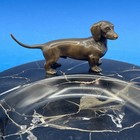 Outstanding Vienna Bronze Dachshund Dog Figurine Mounted On A Black Marble Base