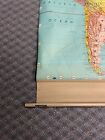 Vintage Pull Down Map South America School Classroom Wall Art Roll Up 60s Weber