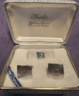 Vintage   sterling Silver      star Of David    Etched Cuff Link   Tie Pin Set