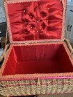 Antique Vintage Rattan Woven Wicker Victorian German Made Sewing Basket