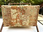 Vtg Mcm Knitting Sewing Craft Yarn Caddy Basket Bag Folding Wood Frame Handle