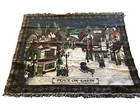 Peace On Earth Christmas Tapestry Throw Blanket New Victorian Village Cotton 74 