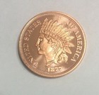 1 - Copper Bullion Round-1877 Indian Head Cent Design - 1 Ounce -  999 Copper