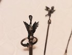 3 Vintage Figural 800 Silver Olive Cocktail Picks Dragon  Alpaca   Cherub 