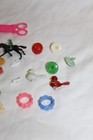 Vintage Collectibles Junk Drawer Lot Estate Craker Jack Schwinn Pin Magnets Ect