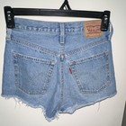 Levi s 501 Women s Blue Denim Cut Off Shorts W27 Mid Rise Cotton 5-pocket