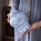 One Pair Of Blue And White Floral Porcelain Ceramic Vases  Tea Sugar Jar Cont   
