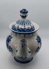 Vintage Gzhel Russian Porcelain Teapot Blue   White Floral Hand Painted Shekma