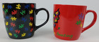 The Autism Site Lot Of 2 Coffee Mugs Black Red Puzzle Piece Butterfly