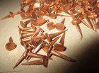 50-vintage 1 2    Long Solid Copper Tacks Sharp Point s 7 32    Wide Flat Head  Nos