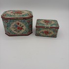 Daher Floral Tin Container Made In England Set Of 2  Vintage