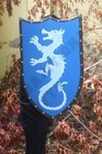 Medieval Wooden Heater Shield Crest Family Coat Of Arms Shield Blue And White