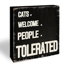 Bathroom Wooden Block Sign - Cats Welcome People Tolerated - 5  X 5  Pine B09