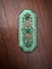 Vintage Art Deco 1930   s Green Marbled Celluloid Filigree Rhinestones Brooch Pin
