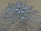 Vintage Beaded Applique White Flower Spray Pearl Bead Fringe Bridal Sew On 7 In