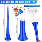 Sosation 4 Pieces Collapsible Stadium Horn 24 Inch Vuvuzela Plastic Blue