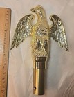 Vtg Brass Bald Eagle Emblem Flag Pole Brass Topper Finial Patriotic Historical 