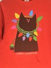 Vintage 1994 Christmas Cat Graphic Tee Xl     Made In Usa Holiday Lights Shirt