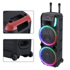 Dual 15  Portable Bluetooth Speaker Heavy Bass Party System Led Light W  2 Mics