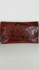 Vintage Hand Tooled Leather Zebra Embossed Wallet 3 Piece Set