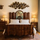Antique Bed Art Deco Walnut Burl Italy Xx Century Original