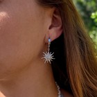 Sun Charm Hoop Earrings Gold Silver Tone Celestial Dangle Gift For Her 