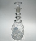 Pontil Ribbed Pattern Mold 3 Ring Decanter W  Elegant Cut Glass Design 9    Tall