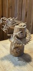 Magnificent Hand Carved Dragon On Stump Wooden Handmade  Amazing Details Toes Et