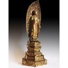 Antique Japanese Edo Amida Joined Blocks Wood Buddha Shrine Statue 26   h                