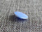 Antique Vtg Blue Glass Dug Button Design Under Glass  dig  aprx  11 16   911-c