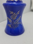 Antique Bohemian Hand Painted Blue Glass Perfume Bottle No Top C  1850 4 3 4 