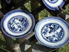Set 3 18th Century Canton Chinese Porcelain Blue   White Plates