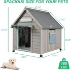 Petscosset 40  L Outdoor Dog House With Window  Asphalt Roof   Raised Feet  Gray