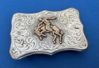 Vtg Diablo Sterling Silver Bucking Bronco Saddle Bronc Rodeo Trophy Belt Buckle
