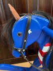Handcrafted Wood Rocking Horse W  Real Horsehair Mane   Tail Usa Flag Design