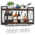 Wall Mounted Wine Rack  Bottle   Glass Holder Wood-metal Retro Wine Rack  Win   