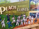 Antique Style Peaches Art Wood Baseball Glove Ad 12x16 Ty Cobb Era