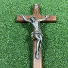 Vintage Italy Bagno Argento Wall Hanging Crucifix Wood Cross Jesus