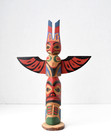 Vintage Pwc Cedar Totem Pole Thunderbird Human 1960 s  8x5