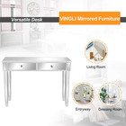 Silver Mirrored Vanity Desk Flip Up Mirror 3 Drawers Crushed Diamond Bling