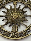 Vintage Keeler Celestial Sun Zodiac Astrology Sign Brass Trivet Wall Hanging