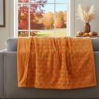 Costco Halloween Embroidered Faux Fur Throw Pumpkin Blanket Orange