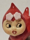 Vtg Ceramic Mischievous Pixie Elf On Log Candle Holder Christmas Japan Figurine